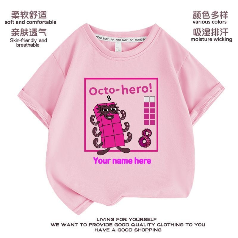 Digital Building Blocks T-Shirt Numberblocks Children'S Clothes Boys And Girls Digital Pattern Short Sleeve Suit Summer 1-10 - Image 1